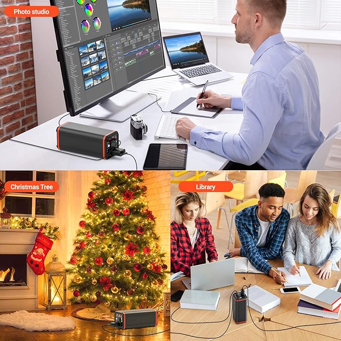 Portable Laptop station for 27000mAh 98Wh, Power Bank with AC Outlet 65W PD Fast Charging External Battery Pack, Mini Portable Power Station for MacBook Pro Dell HP Travel Camping Airline Approved