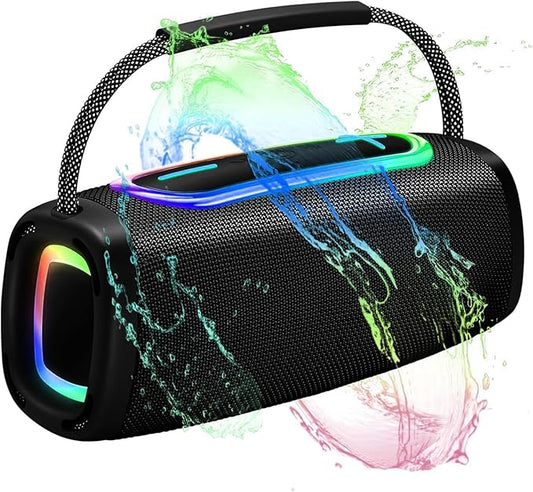 Bluetooth Speaker 6000mAh, 36H Playtime BT5.4 Portable Wireless Speaker with 24W Loud Stereo Sound, IP6 Waterproof, Portable Speaker with RGB Multi-Color Rhythm Lights for Outdoor/Home/Party as Gift