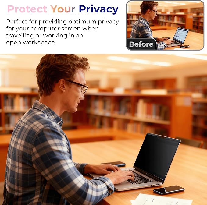 Magnetic Laptop Privacy Screen 14 inch for 16:9 Privacy Shield, 14" Removable Computer Monitor Anti Glare Protector Blue Light Filter, Compatible with HP/Dell/Acer/Lenovo/Samsung/ASUS (12.2x6.9inch/ W x H)