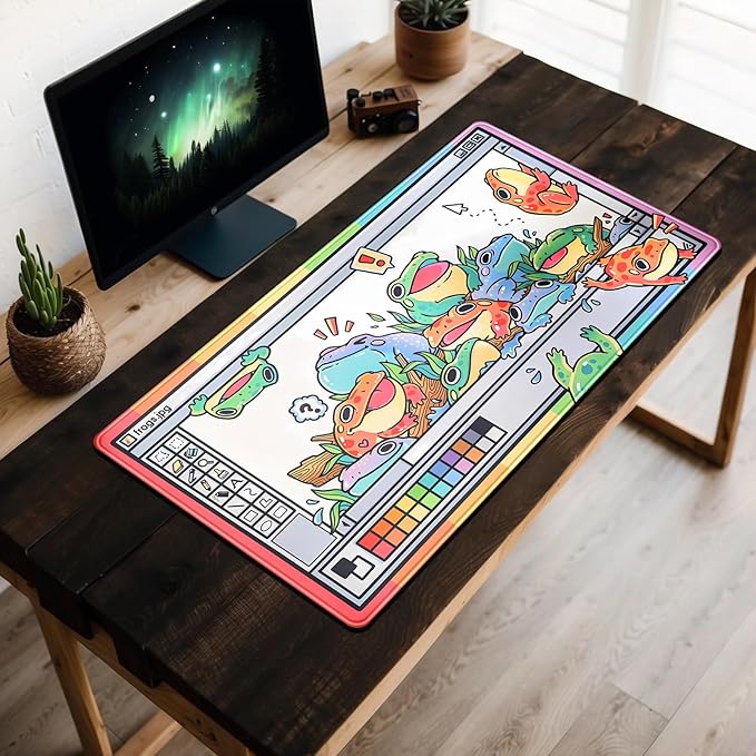 Frogs Mouse Pad Large Gaming Mousepad XXL Cool Frogs Desk Mat Cute Extended Desk Pad Computer Laptop Keyboard Pad Long Big Mouse Mat Desk Decor Accessories 31.5x15.7 in