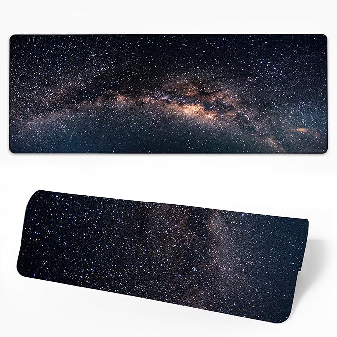 Desk Pad Galaxy Desk Mat for Keyboard and Mouse, Large Mousepad with Stitched Edges for Work Game Office, 31.5 x 11.8 in