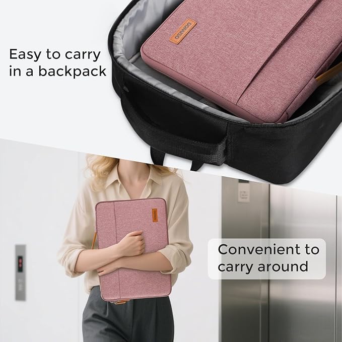 DOMISO 17 inch Laptop Sleeve Protective Case Cover Compatible with 17-17.3 inch HP Dell ASUS Lenovo Chromebook,Waterproof Computer Cases Bag with Handle,Pink