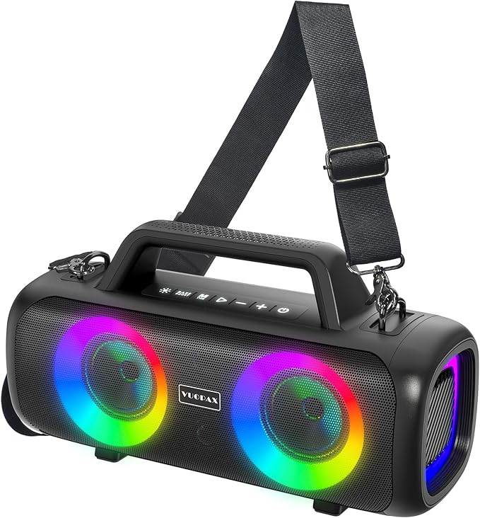 Portable Bluetooth Speaker 140W, Loud Wireless Speaker with 2 Subwoofers & Bass Boost, IP65 Waterproof Outdoor, 12000mAh Battery 24H Playtime, RGB Lights, TF/AUX/Mic Input for Home, Party, Outdoor