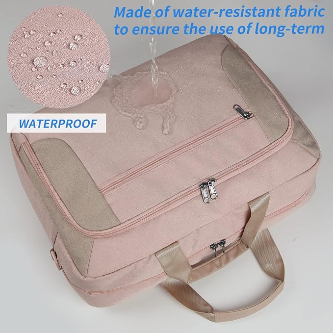 Laptop Bag 17.3 Inch Laptop Briefcase Large Waterproof Laptop Case for Men Women Business Office Work Computer Bag 17 Inch Adjustable Shoulder Messenger Bag, Pink