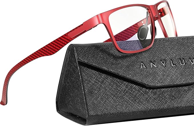 ANYLUV Carbon Fiber Reading Glasses for Men Women, Blue Light Blocking Computer Readers, Anti Glare Spring Hinge