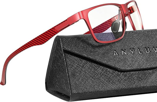 ANYLUV Carbon Fiber Reading Glasses for Men Women, Blue Light Blocking Computer Readers, Anti Glare Spring Hinge