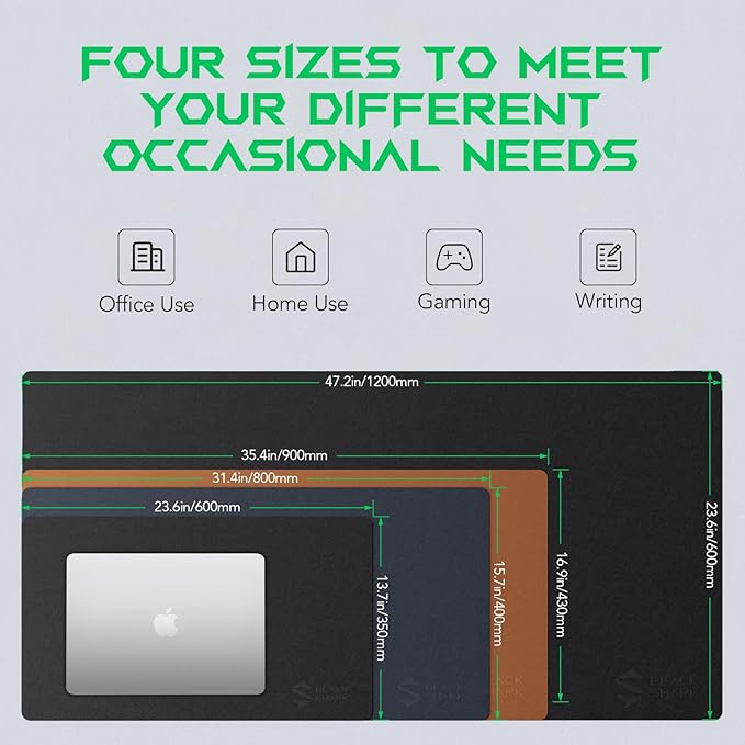 Black Shark Leather Desk Pad Protector, Office Desk Mat, Large Mouse Pad, Laptop Desk Pad - XL Size Waterproof, Non-Slip, Easy to Clean Desk Mat (35.4" x 16.9" x 0.12") - Manta P10 Brown