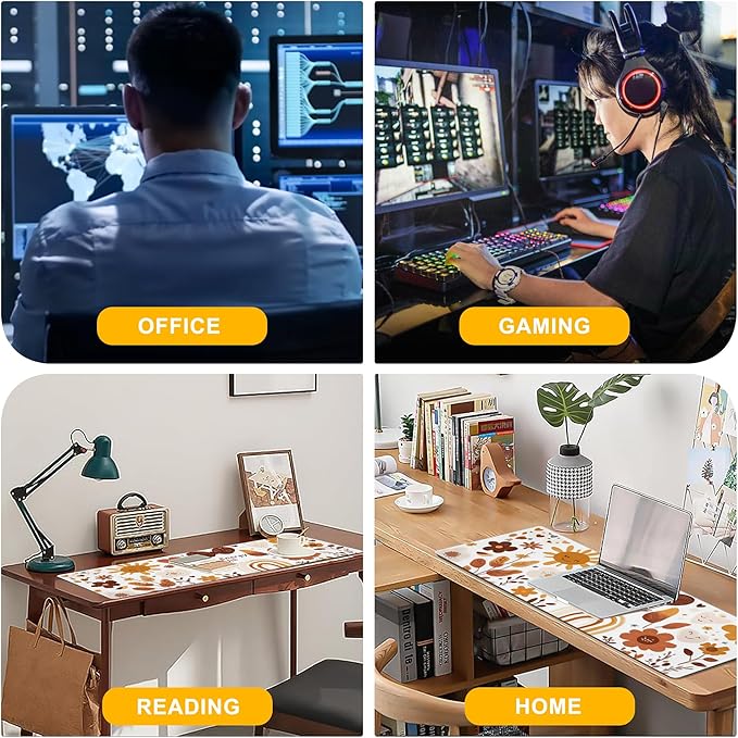 Desk Pad Sticker Desk Mat for Keyboard and Mouse, Large XXL Gaming Mouse Pad with Stitched Edges for Work Game Office, 35.43 x 15.75 in