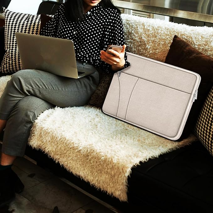 Laptop Case 14 inch, Slim Traveling Laptop Sleeve Cover with Zippered Pocket, Shockproof Protective Carrying Briefcase Computer Bag for 14" MacBook Air/Pro, HP, Dell, Lenovo, Acer, Light Pink