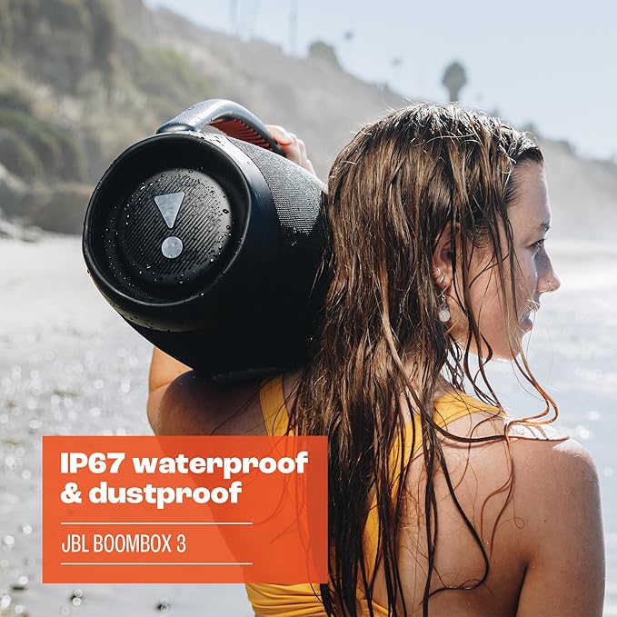JBL Boombox 3 - Portable Bluetooth Speaker, Powerful Sound and Monstrous bass, IPX7 Waterproof, 24 Hours of Playtime, powerbank, PartyBoost for Speaker Pairing, eco-Friendly Packaging (Squad)