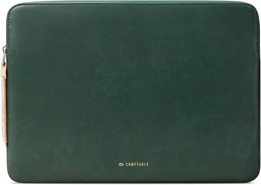 Comfyable Leather Laptop Sleeve Compatible with 16 Inch MacBook Pro M5 Pro/Max & 15 Inch MacBook Air M5 2026 (Loose Fit), Midnight Green