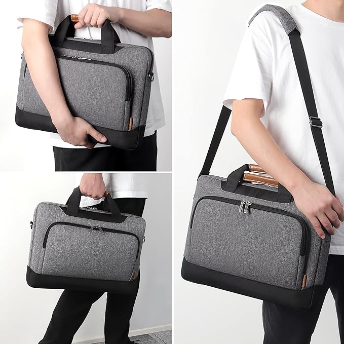 DOMISO 17-17.3 Inch Laptop Bag Briefcase Business Shoulder Bag for HP Pavilion 17/MSI GS73VR/Dell Inspiron 17, Grey