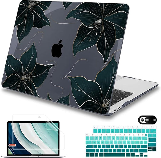Mektron for MacBook Air 13 inch Case 2021-2018 Release A2337 M1 A2179 A1932, Plastic Hard Shell Case Only Compatible with MacBook Air 13 inch Retina Fits Touch ID, Floral C218