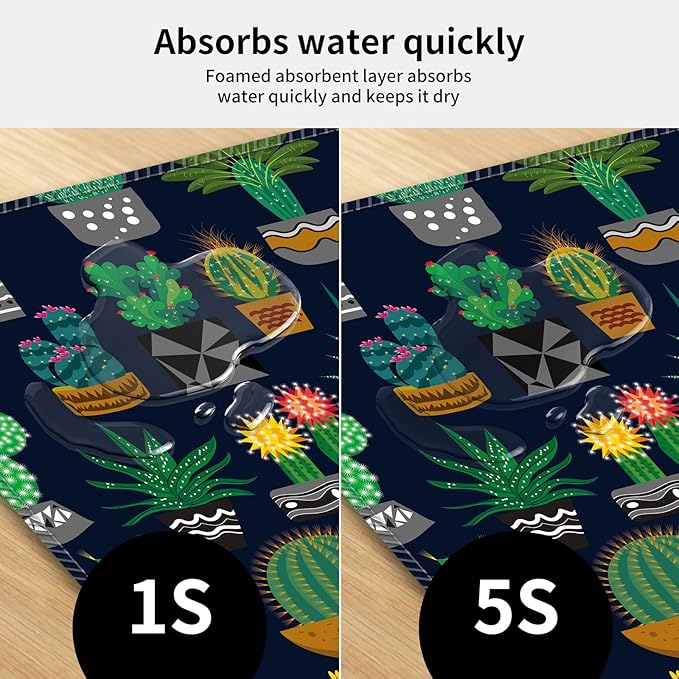 Desk Mat,Big Desk Pad,31.5 x 11.5in Extended Gaming Mouse Pad,Large Mouse Pad for Desk Rubber Base Mousepad with Stitched Edges,Keyboard Mouse Mat for Work Game Office Home - Cute Cactus