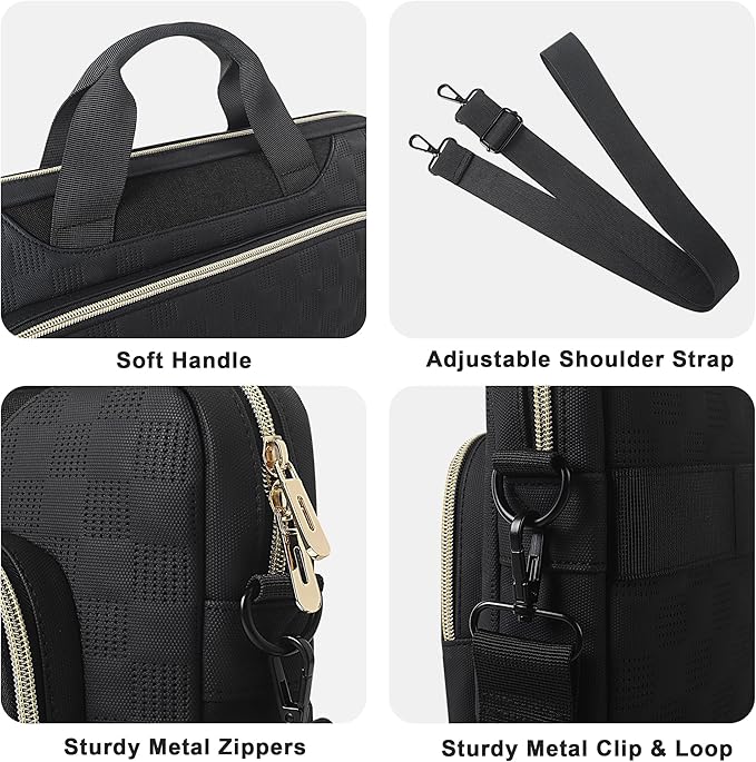 DOMISO 17-17.3 inch Laptop Sleeve Business Briefcase 17 inch Laptop Bag Waterproof Laptop Case for Men Women Business Office Work Computer Case 17 inch Messenger Shoulder Bag,Black