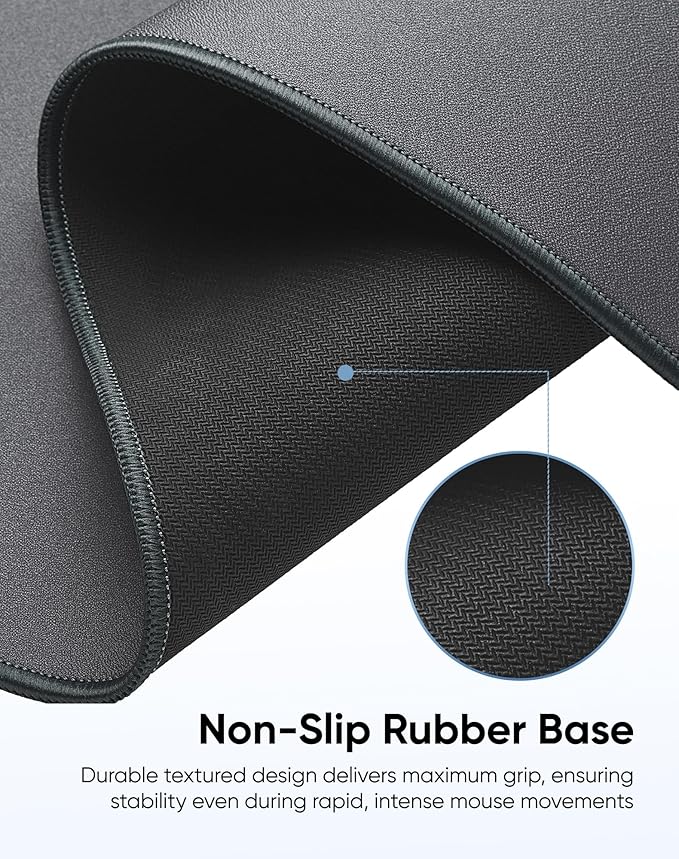 Waterproof Large Gaming Mouse Pad with Durable Stitched Edges, Non-Slip Rubber Base, Grainy Jacquard Mouse Mat Desk Pad for Home Office Gaming, 27.6"x11.8"x0.12", Matte Gray