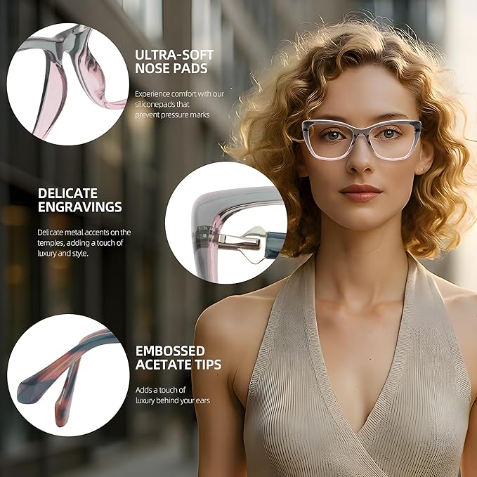 DOERAYM Blue Light Glasses for Woman: Amber Tint Reading Glasses for Night Shift Nurses & Office Workers