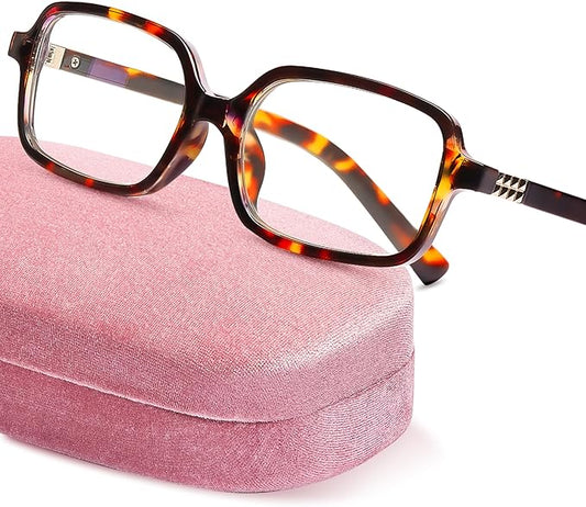 livho Blue Light Glasses for Women – Y2K Aesthetic Frame with Blush Pink Case, 90s Vibe for Screen Time Blue Light Blocking