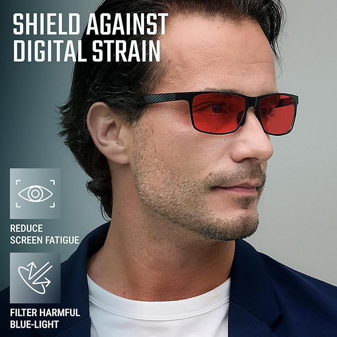 IBOANN Blue Light Glasses for Men - Lightweight Al-Mg Metal, Gaming Computer Blocking Glasses, Eye Protection Anti Eyestrain