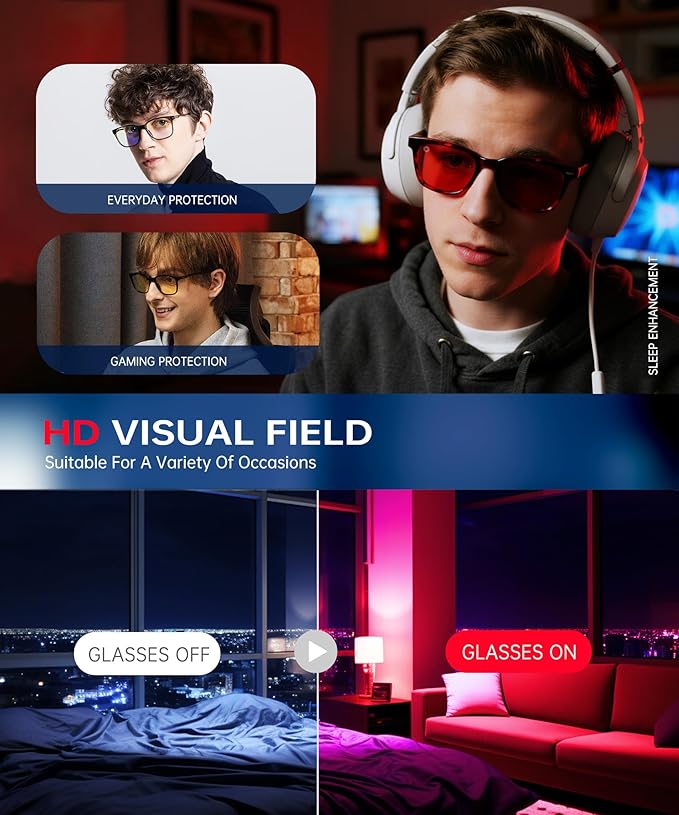 ANYLUV Blue Light Glasses for Men, Lightweight Computer Gaming Glasses, Stylish Anti Eyestrain Blue Light Blocking Men