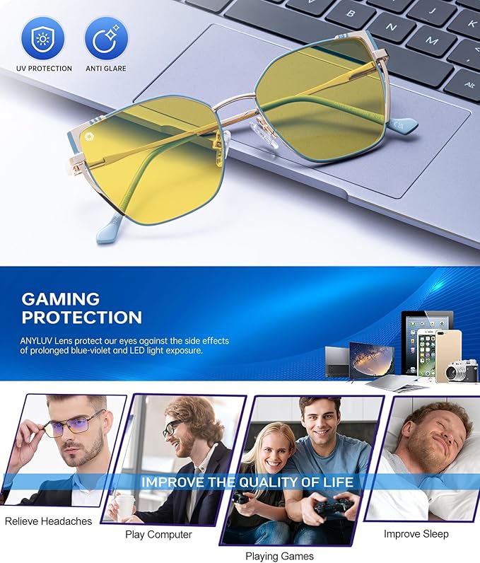 ANYLUV Blue Light Glasses for Woman Men, Womens Blue Light Blocking Glasses Computer Glasses Anti Eyestrain