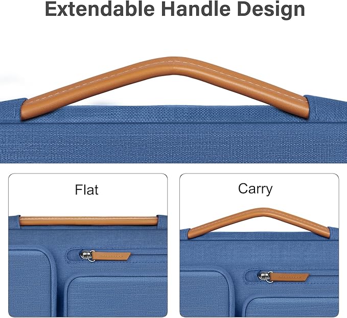 MOSISO 360 Protective Laptop Case 16 inch, 15-15.6 inch Laptop Sleeve Compatible with MacBook Pro 16, HP Acer Dell Lenovo ASUS, Side Open Carrying Case with 4 Zipper Pockets&Handle, Cadet Blue