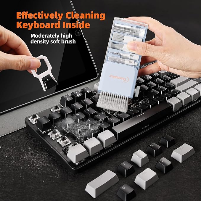 Keyboard Cleaner Laptop Cleaning Kit, Compact Keyboard Cleaning kit for Computer MacBook iPhone AirPods Pro, PC Electronic Cleaner Kit with Brush & Spray for Computer Screen, PC Camera Monitor, Blue - Image 2