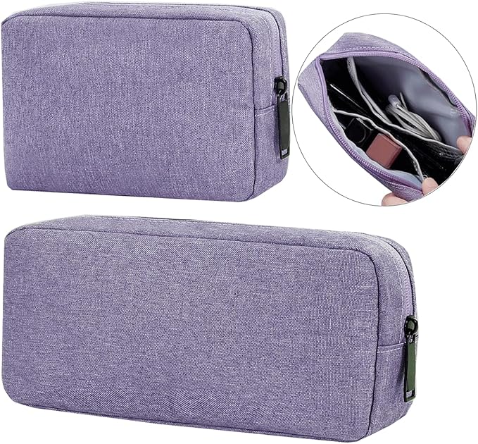 Electronics Organizer Travel Case, Water Resistant Cable Organizer Bag for Cable, Cord, Charger, Phone, Power Bank, Earphone, Electronics Accessories (Big-Purple)