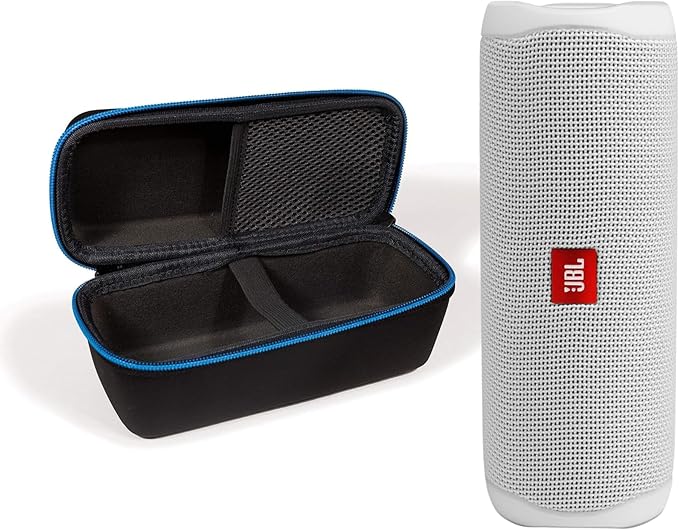 JBL Flip 5 (White) + Bundle with divvi! Protective Hardshell Case