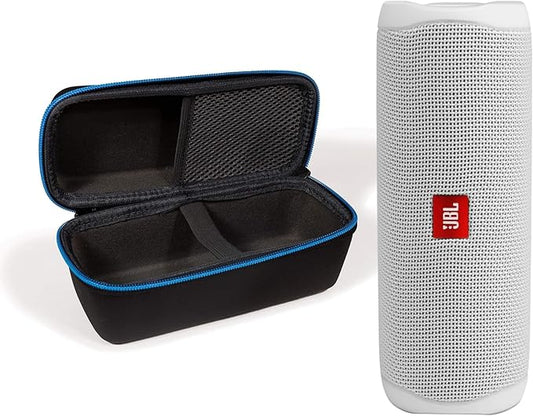 JBL Flip 5 (White) + Bundle with divvi! Protective Hardshell Case