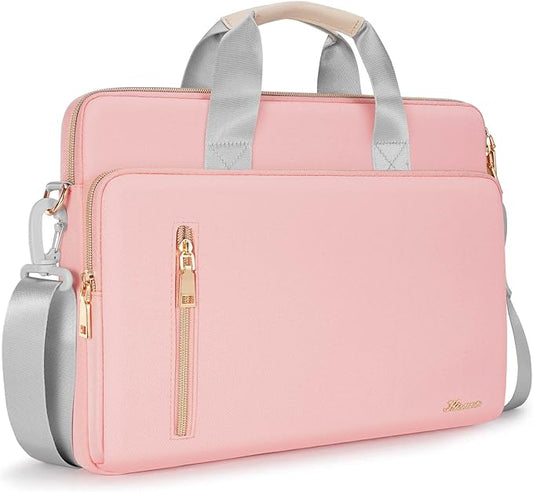 KIZUNA Laptop Bag Case 14 Inch Shoulder Sleeve Briefcase For 15" Macbook air M3 2024 M2/IdeaPad Slim 3i 14"/14" Yoga Slim Pro X/14 Lenovo IdeaPad 3i Gen/Flex 5/14.4" Surface Laptop Studio 2,Pink