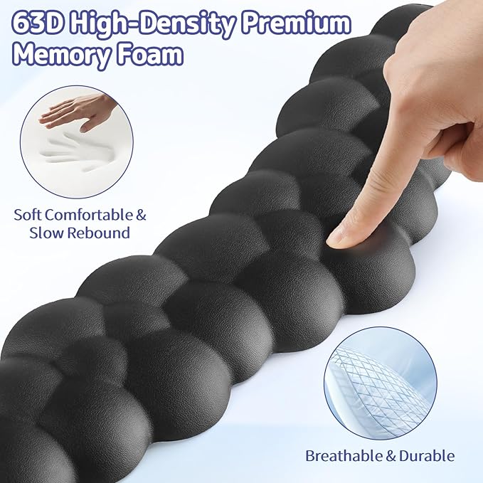Sushret Cloud Wrist Rest for Keyboard and Mouse, Memory Foam PU Leather Keyboard Wrist Rest with Ergonomic Support, Non-Slip Base, Cute Arm Rest Pad & Palm Cushion, Office Desk Accessory, Black