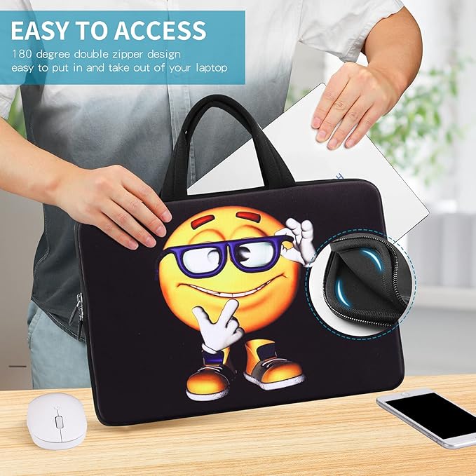 iColor 14 15 15.4 15.6 inch Laptop Handle Bag Case Pouch Holder Notebook Sleeve Neoprene Cover Soft Carring Travel Case for Chromebook 14 15 MacBook Cute Boy ICB-06
