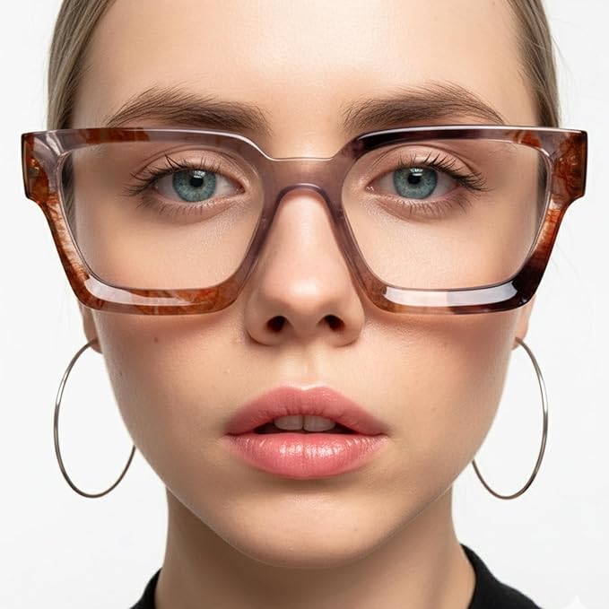 livho Oversized Eyewear Frame for Woman and Men - Rectangle Fashion Glasses for Computer, Chic Preppy Frame