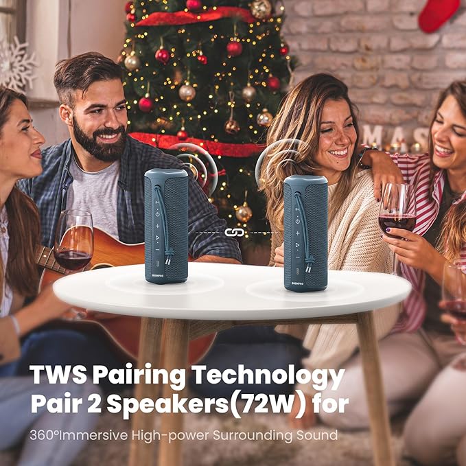MIATONE Portable Bluetooth Speakers 36W Stereo Sound Bass Boost, 24H Playtime, Bluetooth 5.3 TWS Pairing Father Boy Friend Gifts for him Ideal Present (Blue)