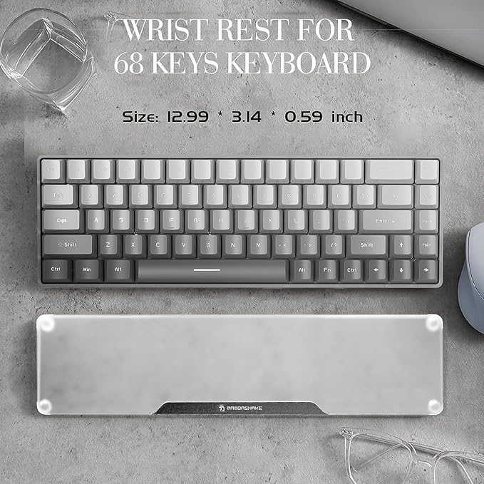 SELORSS Acrylic Keyboard Wrist Rest Pro- TENKEYLESS 80% Keyboard- Mechanical Keyboards Ergonomic Palm Rest for Computer Keyboard,Anti-Slip Base,Wrist Pad for Laptop,Office & Home-Easy Typing,Black