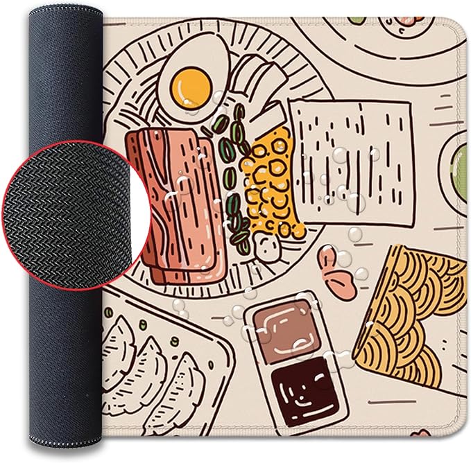 Japanese Ramen Sushi Food Desktop Mouse Pad Desk Pad,Mouse Mat for Desk Mat with Keyboard and Mouse,Gaming Mouse Pads Mousepad for Office Home Work(27.5X11.8 in)