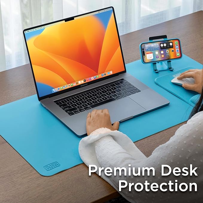 Black+Decker Faux Leather Desk Mat for Keyboard and Mouse - Protective Desk Decor - Gaming, Work from Home, Office Accessory