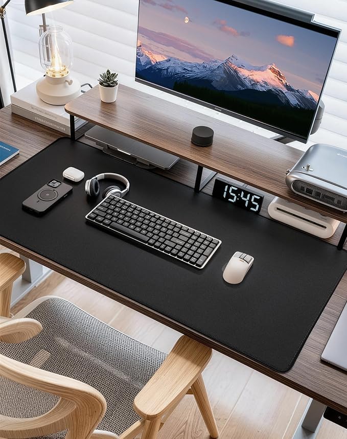 Waterproof Large Gaming Mouse Pad with Durable Stitched Edges, Non-Slip Rubber Base, Grainy Jacquard Mouse Mat Desk Pad for Home Office Gaming, 35.4''x15.7''x0.12'', Matte Black