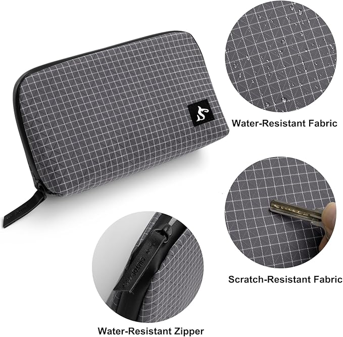 SIMTOP Small Tech Accessory Pouch Cable Organizer Bag, Compact Electronics Travel Case for Charger, Cords, Mouse & Power Bank, Water-Resistant Portable Gadget Storage for Backpack & Daily Commute