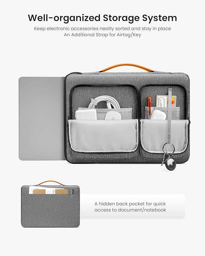 tomtoc 360 Protective Laptop Case for 13-inch New 2026 MacBook Air M5/A3449, M4/A3240, M3/A3113, M2/A2681, M1/A2337, MacBook Neo A18 Pro, 13-in Surface Pro 11th AI PC, Water-Resistant Carrying Bag