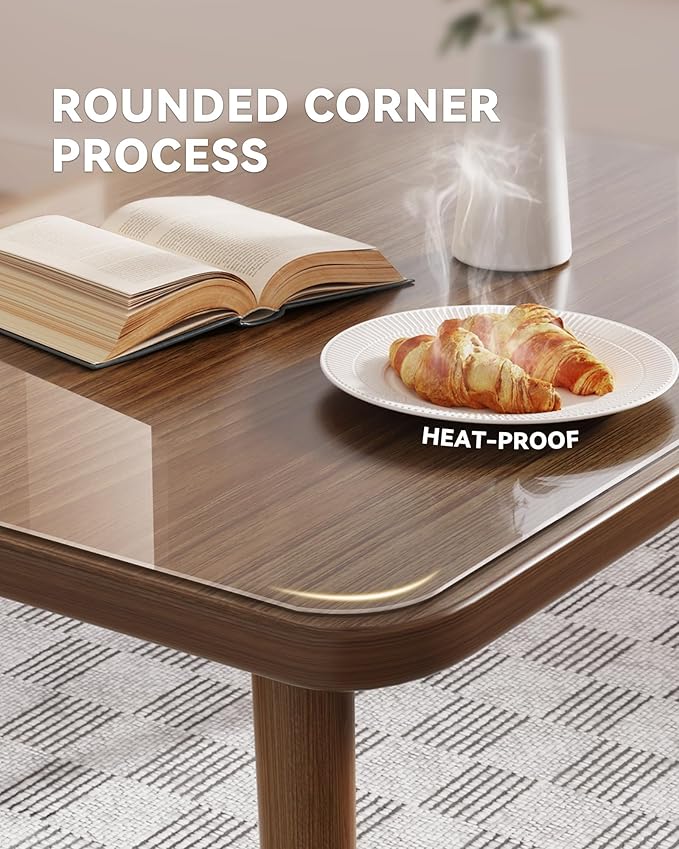 Oterri Clear Writing Desk Pad, 47.2’’x16.9” Heat Resistant Waterproof PVC Round Edge Durable Desk Protect Mat, Anti-Static Writing Mat Table Protector
