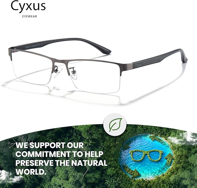 Cyxus Blue Light Blocking Glasses for Men Woman Semi Rim Computer Gaming Office Study Eyeglasses with UV Protection 8001