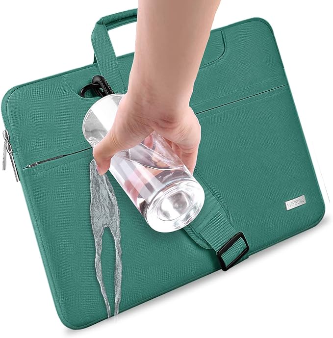 Hseok 17.3 Inch Laptop Shoulder Bag, Water-Resistant & Shockproof Protective Computer Case Compatible with 17.3 inch Dell Asus HP Lenovo Acer MSI Notebooks,Dark Green