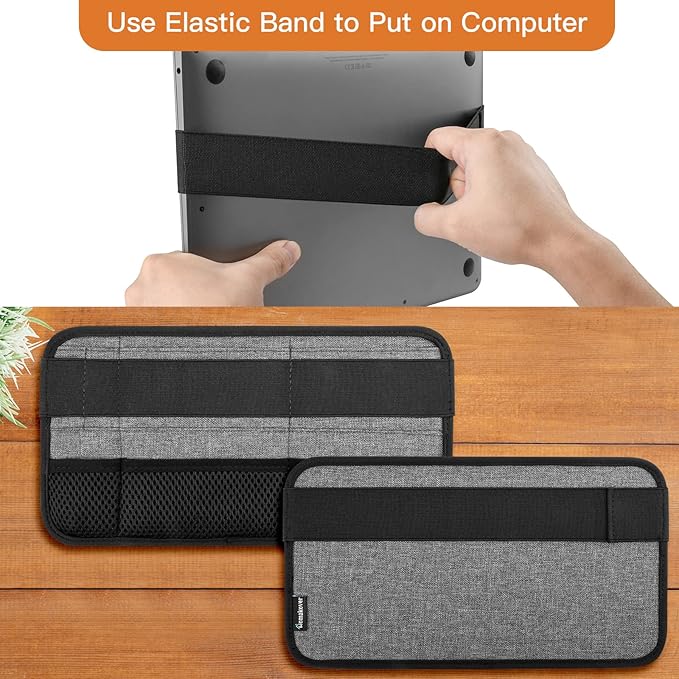 Portable Tech Organizer Attachable to Laptop for Electronics, Cables, Mouse, Power Bank, USB Adapter, Charger, Cellphone - Gray