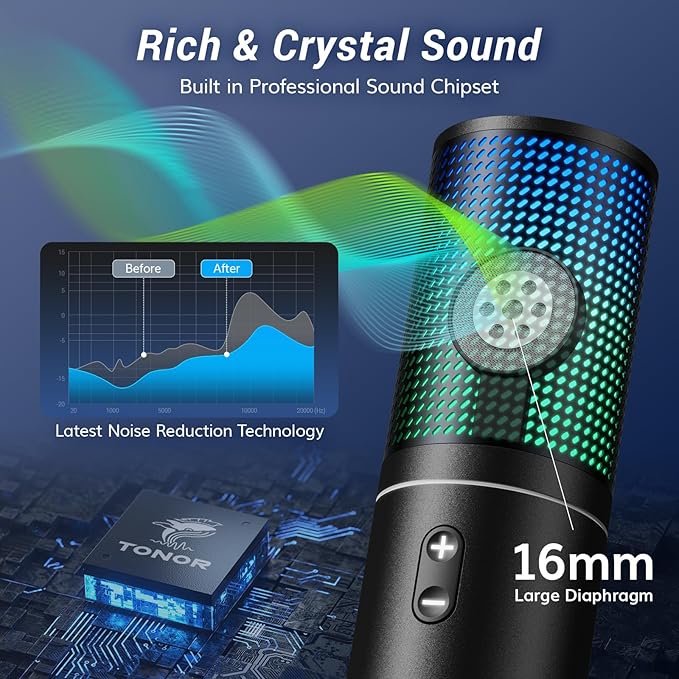 TONOR USB Podcast Microphone, Gaming PC Studio Streaming Mic Kit for Gamer, Recording Condenser Equipment Cardioid Microfono for Singing, YouTube, 200 cm/78inch Cable, with Adjustable Arm Stand, Q9S