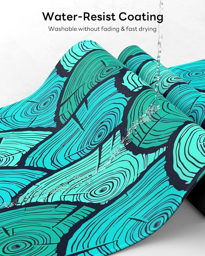 XL Gaming Mouse Pad, 31.5x15.7'' Large Desk Mat with Anti-Slip Rubber Base & Stitched Edges for Gaming, Office, Home - Annual Rings