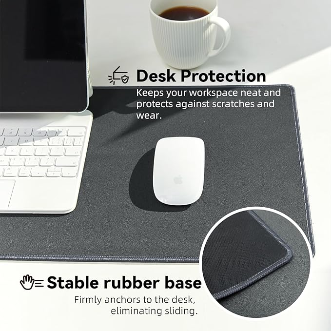 Waterproof Large Gaming Mouse Pad with Durable Stitched Edges, Non-Slip Rubber Base, Grainy Jacquard Mouse Mat Desk Pad for Home Office Gaming, 35.4''x15.7''x0.12'', Deep Gray