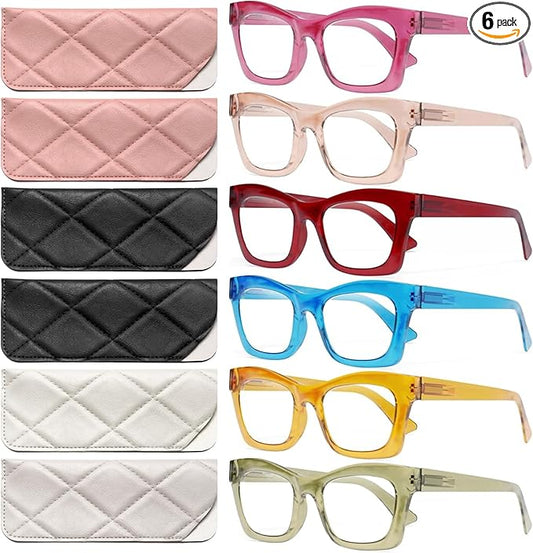 CCVOO Stylish Reading Glasses - Mothers Day Gift for Mom - Lightweight Blue Light Blockers, UV400, Spring Hinge