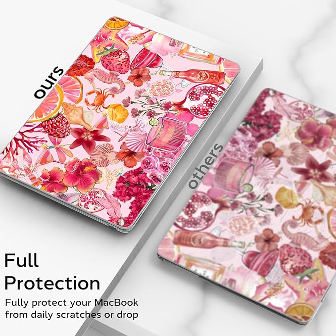 B BELK Compatible with MacBook Air 13 inch Case 2026-2022 M5 M4 M3 M2 A3449 A3240 A3113 A2681, Plastic Hard Shell+Keyboard Cover+Screen Protector for MacBook Air 13.6 inch Case, Tropical Pink Collage
